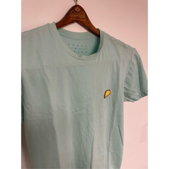 Aqua Blue Taco Logo Tshirt- Rebels & Nomads -Short Sleeve Cotton Small Mens - Picture 2 of 5